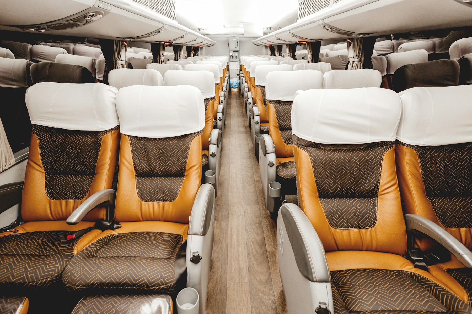 Interior de un autocar, imagen ilustrativa del transporte de viajeros